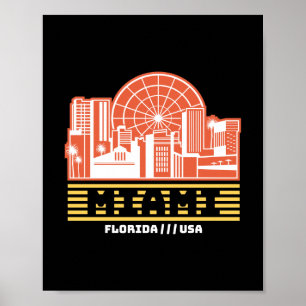 Miami Florida Silhouette Retro Reis Grafisch Ontwe Poster
