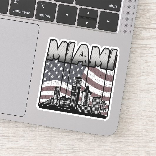 Miami Florida Skyline Amerikaanse vlag Sticker (Detail)