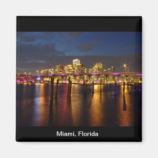 Miami Florida Skyline bij Night Magnet Magneet