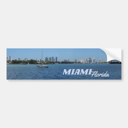 Miami, Florida Skyline Bumpersticker (Voorkant)