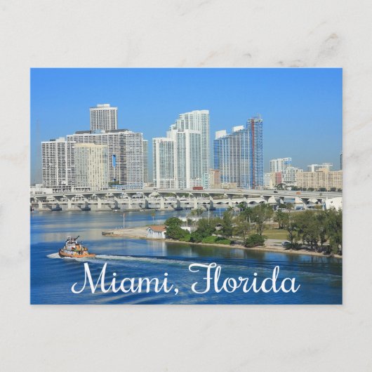 Miami Florida Skyline en Harbour - VS Briefkaart (Voorkant)