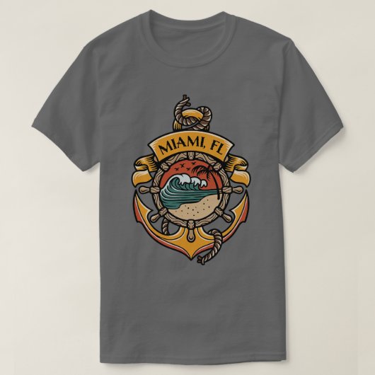 Miami Florida Stranden Varen Zeilen Vissen Yach T-shirt (Design voorkant)