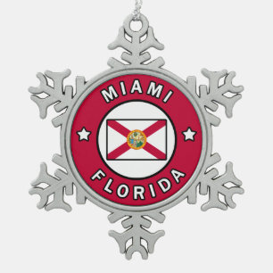 Miami Florida Tin Sneeuwvlok Ornament