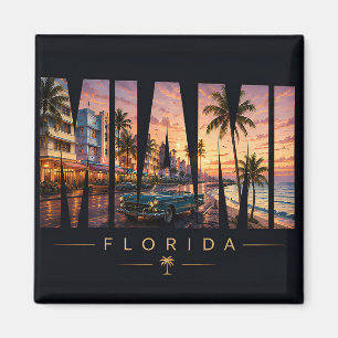 Miami Florida Tropische Waterfront Skyline Magneet