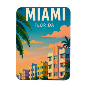 Miami Florida Tropische Waterfront Skyline Magneet