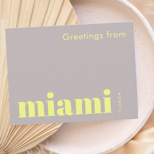 Miami Florida typografisch geel Briefkaart