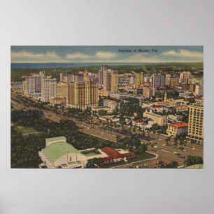 Miami, Florida - Uitzicht van de lucht in de binne Poster