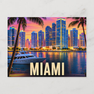 Miami Florida USA Silhouette Stranden Tropisch Nac Briefkaart