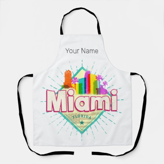 Miami Florida Verenigde Staten Retro Skyline Schort (Voorkant)