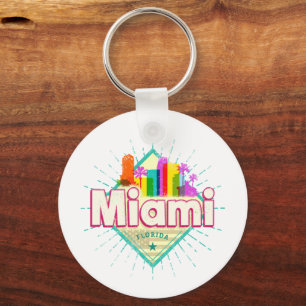 Miami Florida Verenigde Staten Retro Skyline  Sleutelhanger