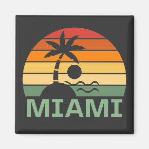 Miami Florida Vintage Palm Trees Zomerstrand Magneet