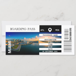 Miami Florida vliegtuig boarding pass weekend Kaart