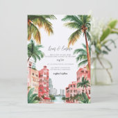 Miami Florida Watercolor Wedding Invitation (Debout devant)