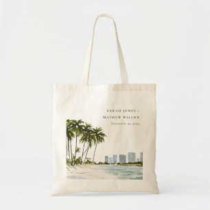 Miami Florida Waterverf Palm Landscape Wedding Tote Bag
