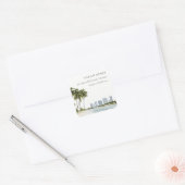 Miami Florida Waterverf Palm Landschap Adres Vierkante Sticker (Envelop)