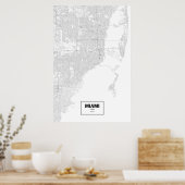 Miami, Florida (zwart op wit) Poster (Keuken)