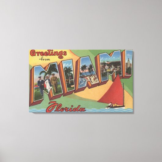 Miami, FloridaLarge Letter ScenesMiami, FL Canvas Afdruk (Voorkant)