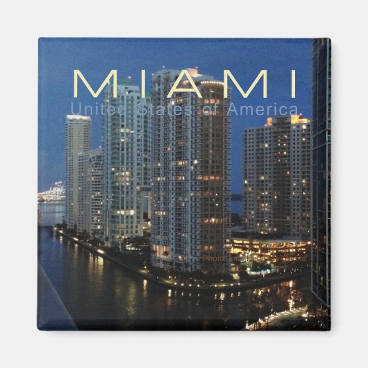 Miami Floride à Night Travel Photo Fridge Magnet (Devant)