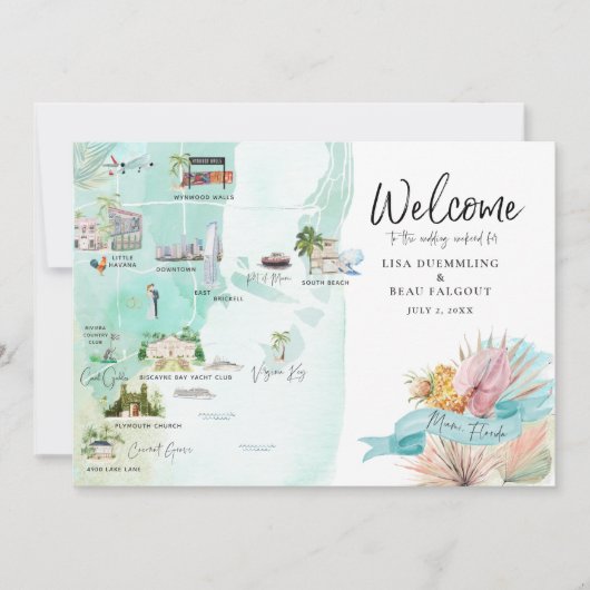 Miami Floride | Carte d'itinéraire du week-end Mar (Devant)