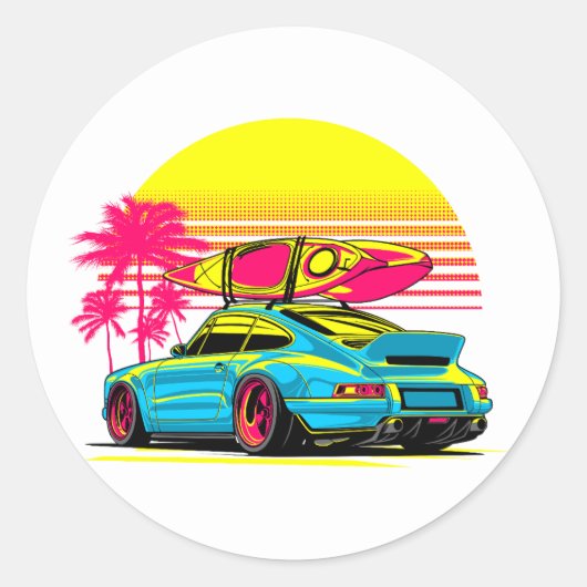 MIAMI GT SUMMER VIBES RONDE STICKER (Voorkant)