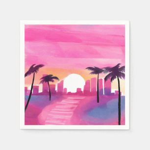 Miami in Pink Heldere waterverfschildering Servet