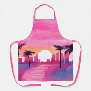 Miami in Roze Helder Schilderij in Waterverf Schort