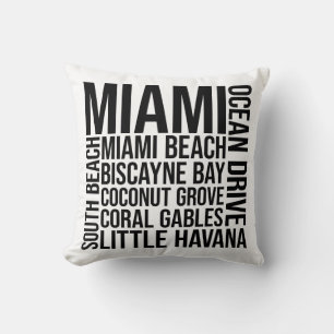 Miami Landmarks Typografie - Florida Word Art Kussen