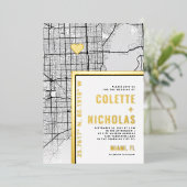 Miami Love Locator | Stadsweddenschap Folie Uitnodiging (Staand Voorkant)