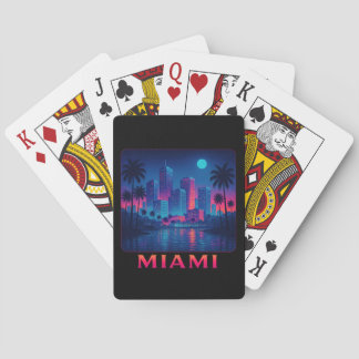 Miami Moonrise - Neon Silhouette Pokerkaarten