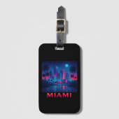 Miami Moonrise - Neon Skyline Bagagelabel (Voorkant (verticaal))