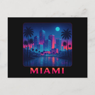 Miami Moonrise - Neon Skyline Briefkaart