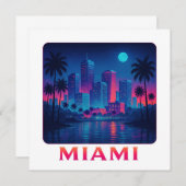 Miami Moonrise - Neon Skyline Card (Voorkant / Achterkant)