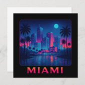 Miami Moonrise - Neon Skyline Card (Voorkant / Achterkant)