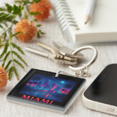 Miami Moonrise - Neon Skyline Sleutelhanger (Voorkant Rechts)