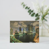 Miami Night Skyline Briefkaart (Staand voorkant)