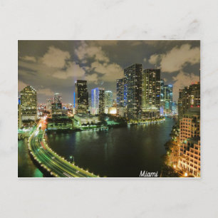 Miami Night Skyline Briefkaart