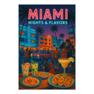 Miami Nights - Eten en Vibes Perfect Poster