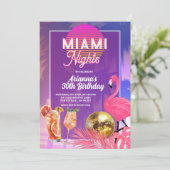 Miami Nights Summer Birthday Party Kaart (Staand voorkant)