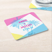 Miami Nights Vierkante Kartonnen Onderzetter (Schuin)