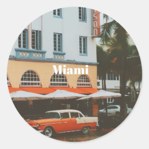 Miami Ocean Drive Reis Souvenir Ronde Sticker