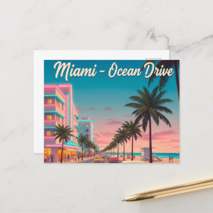 Miami, Ocean Drive Reizen Briefkaart