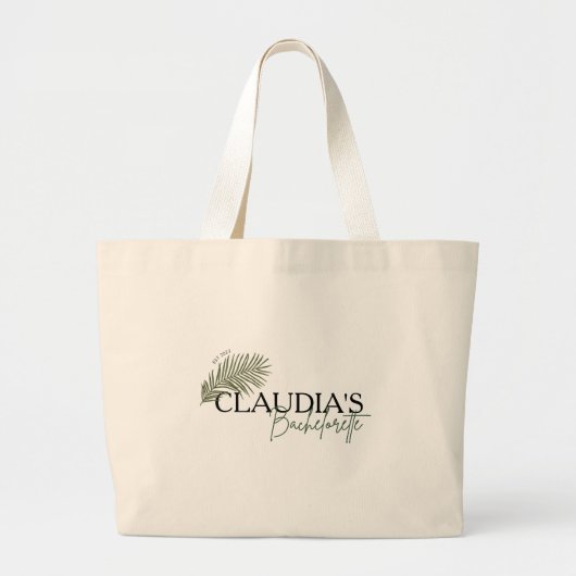 Miami Palm Bruid Custom Chic Vrijgezellenfeest  Grote Tote Bag (Voorkant)