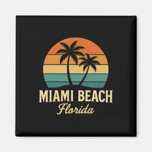 Miami Palm Florida Vintage Zonsondergang Palmboom Magneet