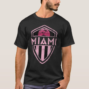MIAMI Palmboom Zonsondergang Driehoekige Badge DI T-shirt