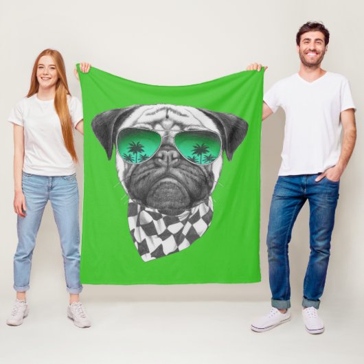 Miami Pug Fleece Deken (In situ)