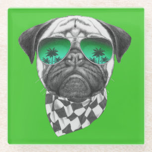 Miami Pug Glazen Onderzetter