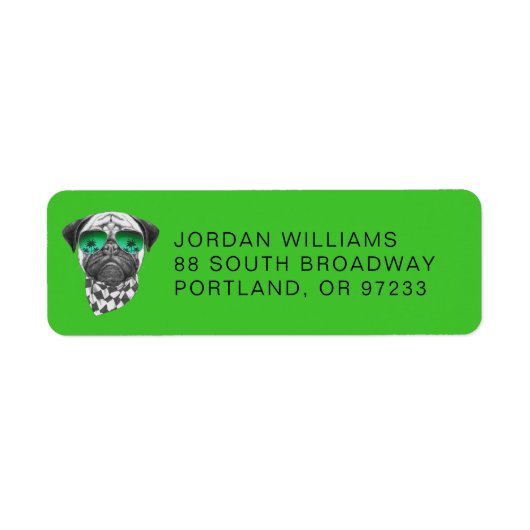 Miami Pug | Jouw namen toevoegen Etiket (Voorkant)