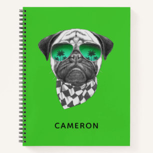 Miami Pug   Jouw namen toevoegen Notitieboek