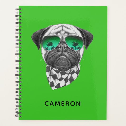Miami Pug | Jouw namen toevoegen Planner (Voorkant)