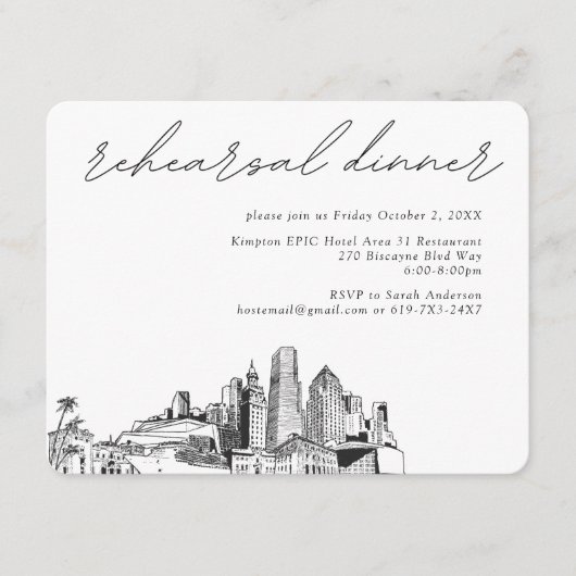 Miami repetitie diner uitnodigen Behuizing Kaart (Voorkant)
